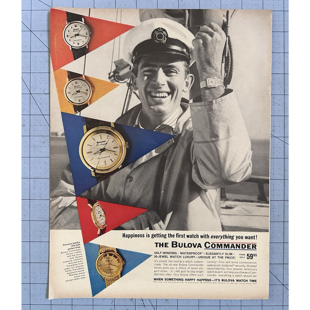 Vintage 1965 Bulova Watch Commander Watch Print Advertisement